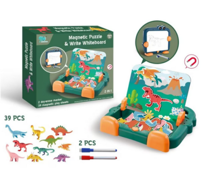 Cadouri dupa Buget - Tablă de desen magnetică cu puzzle dinozaur – jucărie educațională Montessori pentru copii