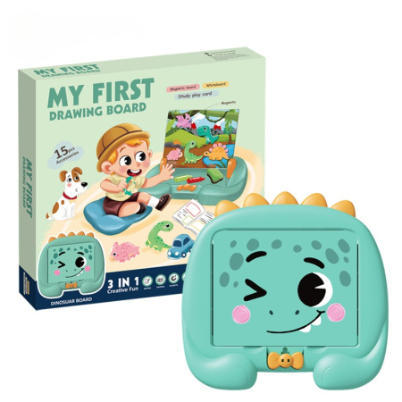 Cadouri dupa Buget - Tablă magnetică Dino cu alfabet și accesorii