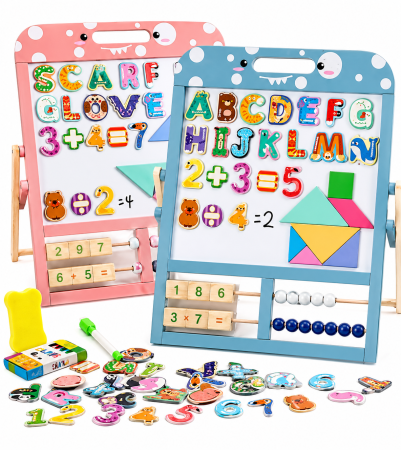 Tablă magnetică educativă cu abac și accesorii - Albastru [1]