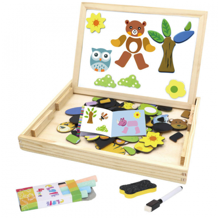 Tablita magnetica educativa din lemn 3 in 1 – puzzle cu jocuri logice pentru copii [2]