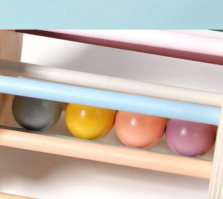 Tambur rotativ din lemn cu bile și roți zimțate – jucărie senzorială 3‑în‑1 Montessori [3]