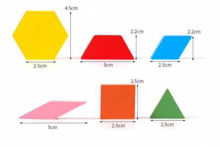 Tangram din lemn cu 60 piese colorate – Joc educativ Montessori pentru copii [3]