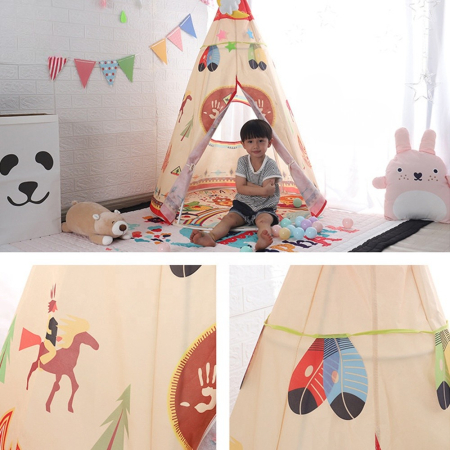 Teepee cort de joacă pentru copii – pavilion interior tip indian 24+ [2]