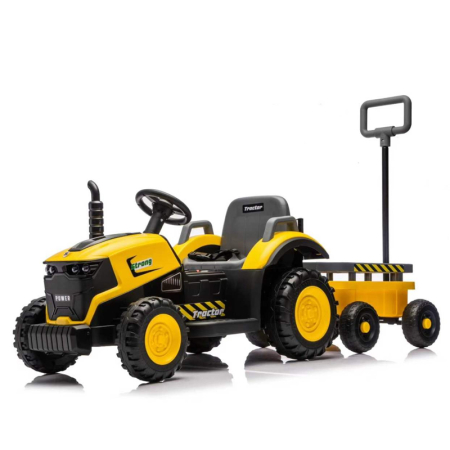 Masinute Electrice - Tractor electric 3 în 1 cu remorcă și telecomandă parentală - Galben ,12V