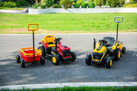 Tractor electric 3 în 1 cu remorcă și telecomandă parentală - Galben ,12V [4]