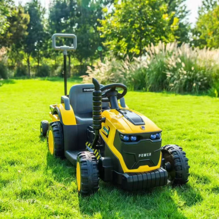 Tractor electric 3 în 1 cu remorcă și telecomandă parentală - Galben ,12V [3]