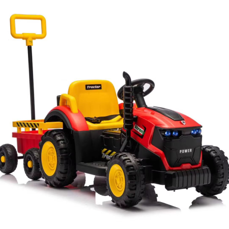 Masinute Electrice - Tractor electric 3 în 1 cu remorcă și telecomandă parentală - Roșu ,12V