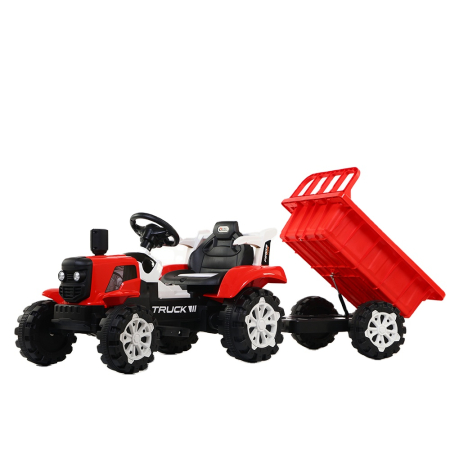 Tractor electric pentru copii 12V cu remorcă detașabilă și telecomandă parentală - Roșu [1]