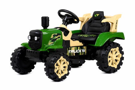 Tractor electric pentru copii 12V cu remorcă detașabilă și telecomandă parentală - Verde [1]