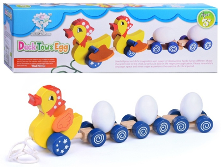 Trenulete & Seturi Feroviare - Trenul de Tras Montessori cu Rate si Oua din lemn