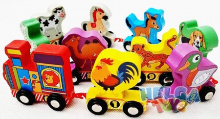 Trenulet din lemn cu animale – 10 piese educative | ZukiToys.ro [2]