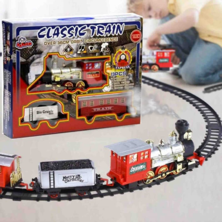 Jucarii interactive - Trenulet electric clasic cu aburi, sunete si lumini - 3+