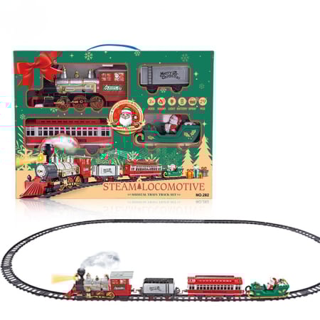 Jucarii interactive - Trenulet electric cu aburi, sunete si lumini  –  „Mos Craciun” - 3+