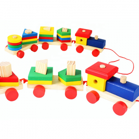 Trenulet lemn Montessori sortator – 4 coloane | ZukiToys.ro