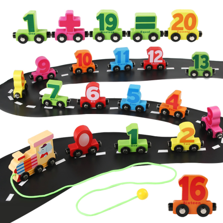 Trenulet magnetic din lemn cu cifre – Joc educativ Montessori | ZukiToys.ro [1]