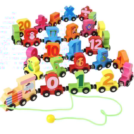 Jucarii interactive - Trenulet magnetic din lemn cu cifre – Joc educativ Montessori | ZukiToys.ro