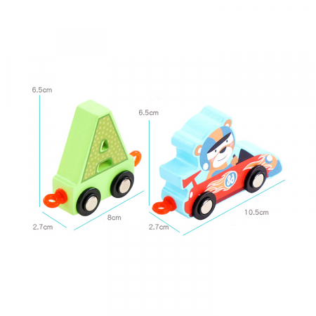 Trenulet magnetic din lemn cu litere, 27 piese, 3+ ani [4]