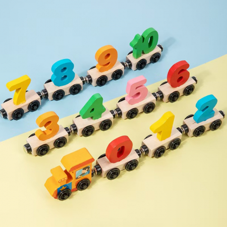 Trenulet magnetic lemn cu cifre – Digital Train educativ | ZukiToys.ro [1]