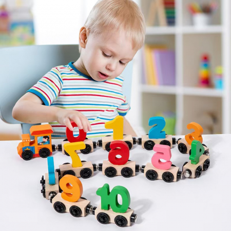 Trenulet magnetic lemn cu cifre – Digital Train educativ | ZukiToys.ro [3]