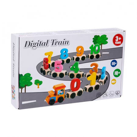 Jucarii educative - Trenulet magnetic lemn cu cifre – Digital Train educativ | ZukiToys.ro