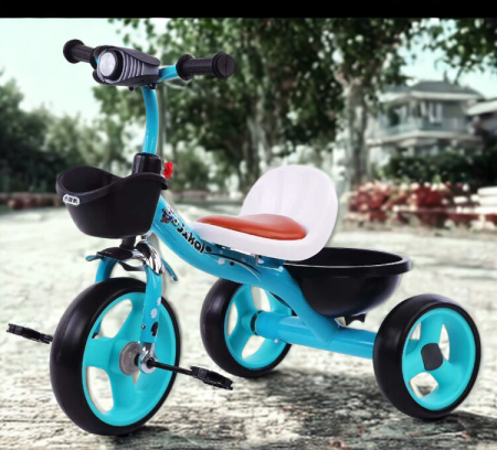 Trotinete & Triciclete pentru Copii - Tricicletă pentru copii cu coș față-spate, spătar, lumini și muzică