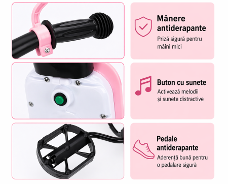 Tricicletă interactivă pentru copii cu lumini LED și muzică – Roz [1]