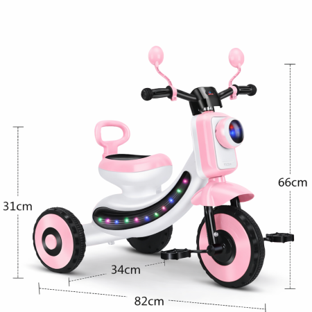 Tricicletă interactivă pentru copii cu lumini LED și muzică – Roz [2]