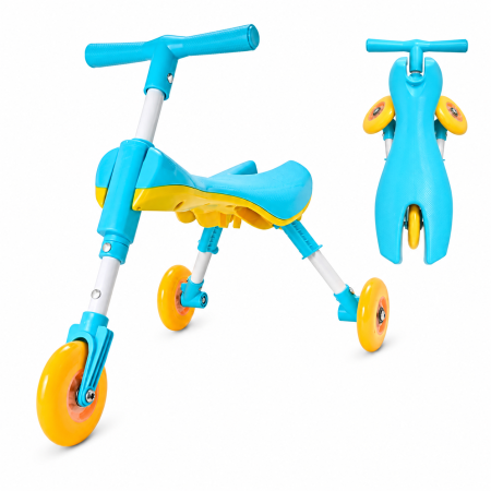 Tricicletă pliabilă Scooter Baby Bug Ride-On cu roți din silicon - Albastru [1]