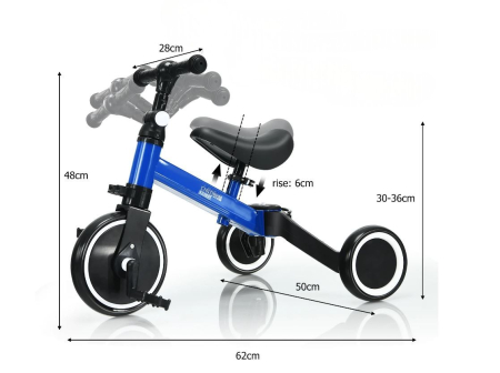 Tricicletă transformabilă în bicicletă fără pedale – albastru [4]
