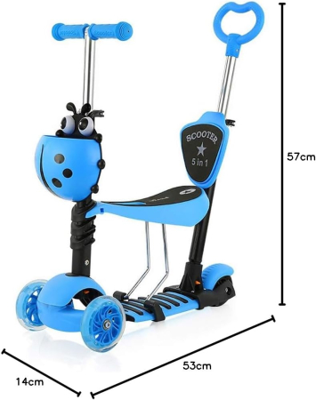 Trotinetă 5 în 1 buburuza cu scaunel – ( albastru ) [3]