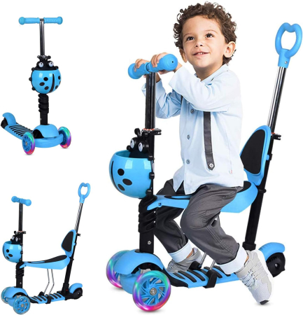 Trotinetă 5 în 1 buburuza cu scaunel – ( albastru ) [2]