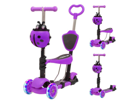 Trotinete & Triciclete pentru Copii - Trotinetă 5 în 1 buburuza cu scaunel – ( mov )