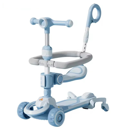 Trotinete & Triciclete pentru Copii - Trotinetă 7 în 1 cu muzică, lumini și mâner parental Albastră