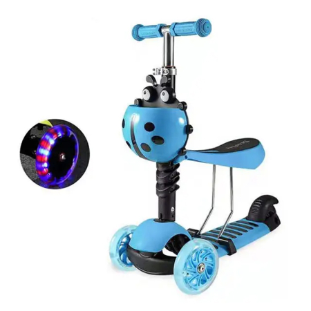 Trotinete & Triciclete pentru Copii - Trotineta copii 3‑in‑1 cu roti luminoase (albastru)