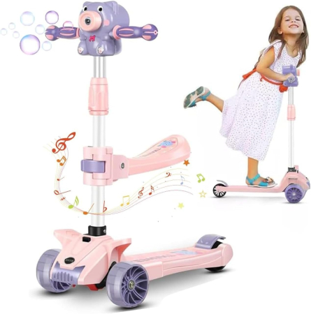 Trotinete & Triciclete pentru Copii - Trotinetă copii cu muzică , lumini și baloane de săpun (roz)