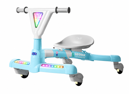 Trotinete & Triciclete pentru Copii - Trotinetă pliabilă 3 în 1 pentru copii cu scaun, rotație 360°, muzică și sistem anti-răsturnare - Blue