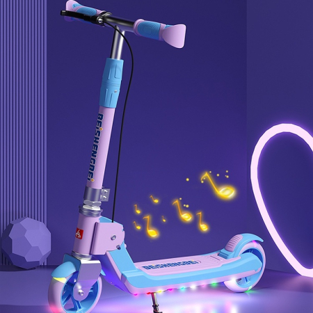 Trotinetă pliabilă copii cu lumini, muzică și ghidon reglabil - Rocket Blue [1]