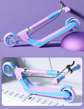 Trotinetă pliabilă copii cu lumini, muzică și ghidon reglabil - Rocket Blue [2]