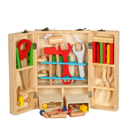 Cadouri dupa Buget - Trusă cu 35 de unelte pentru copii – atelier din lemn multicolor 36+