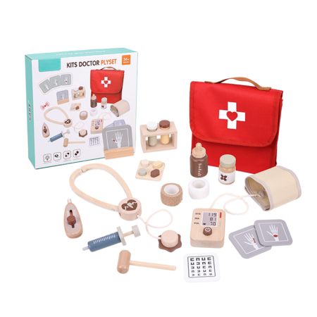 Toate Jucariile pentru Copii - Trusă Medicală de Doctor din Lemn cu Accesorii - 3 ani +