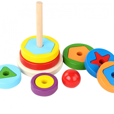 Turn de stivuire forme în straturi din lemn pentru copii - ZukiToys [2]
