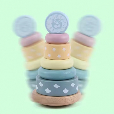 Turn de stivuire, Montessori din lemn, culori pastelate [1]