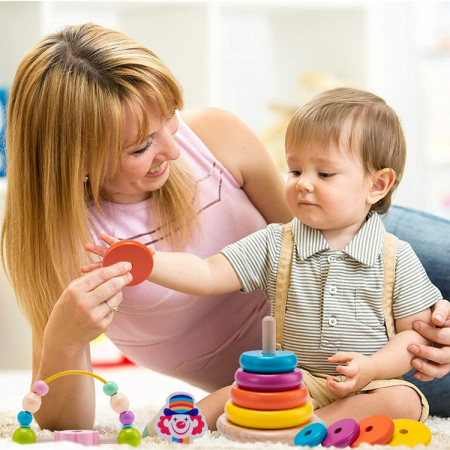 Turn Montessori de stivuit din lemn cu labirint motricitate [4]
