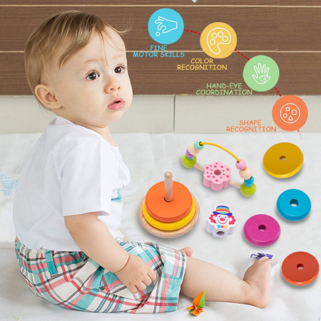 Turn Montessori de stivuit din lemn cu labirint motricitate [3]