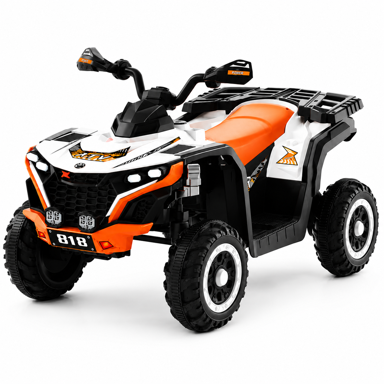 ATV electric cu motor 380W, roti EVA si design sport off-road - Portocaliu