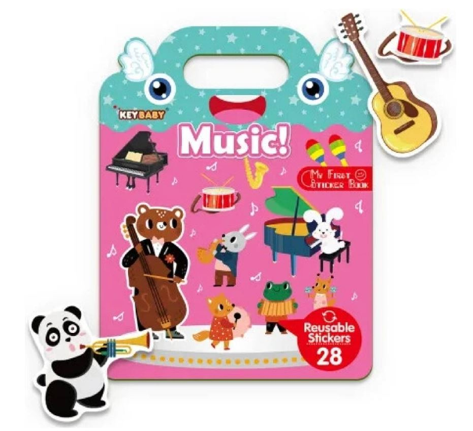 Carte educativa cu stickere reutilizabile - Muzica si instrumente (28 piese)