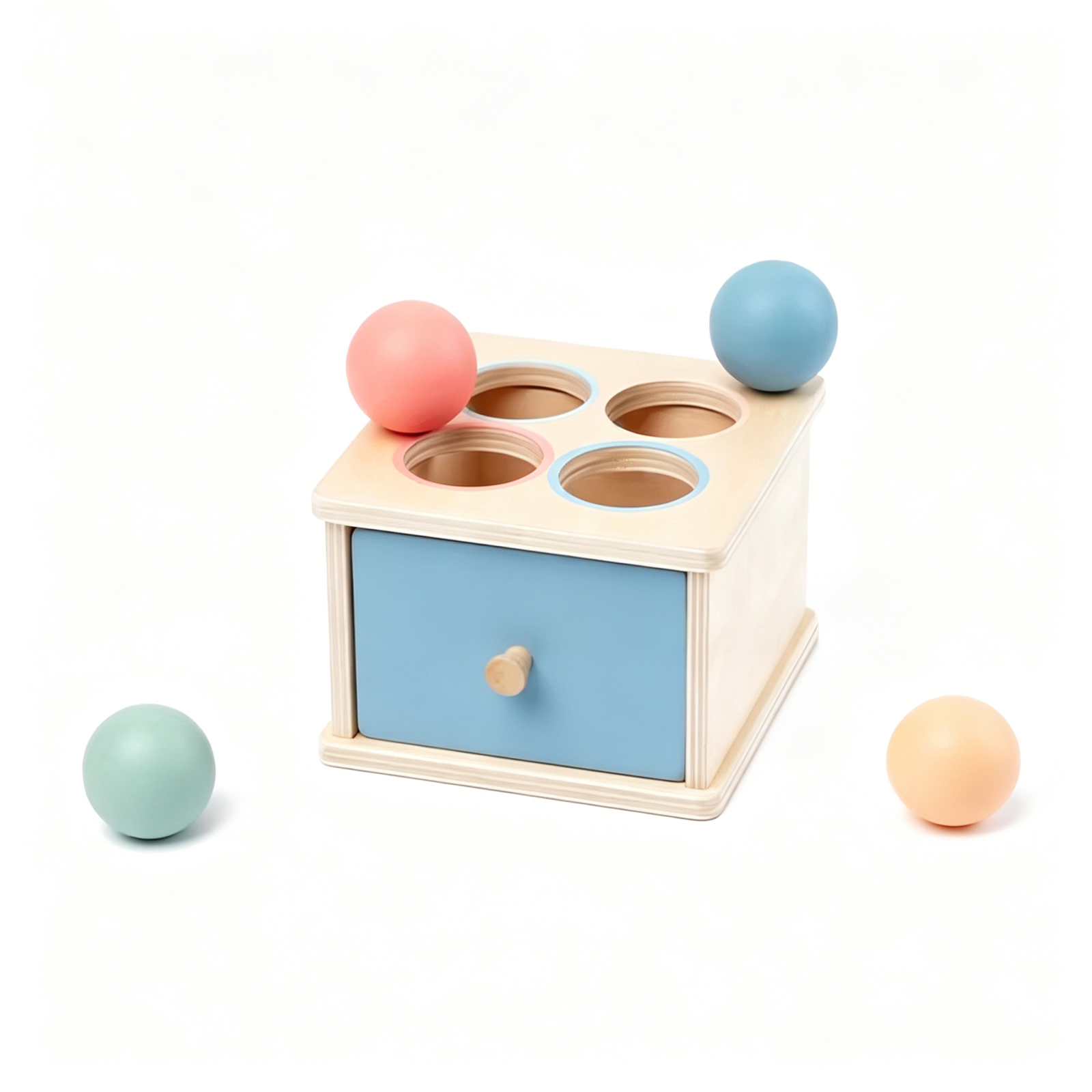 Cutie Montessori din lemn cu bile colorate si sortare