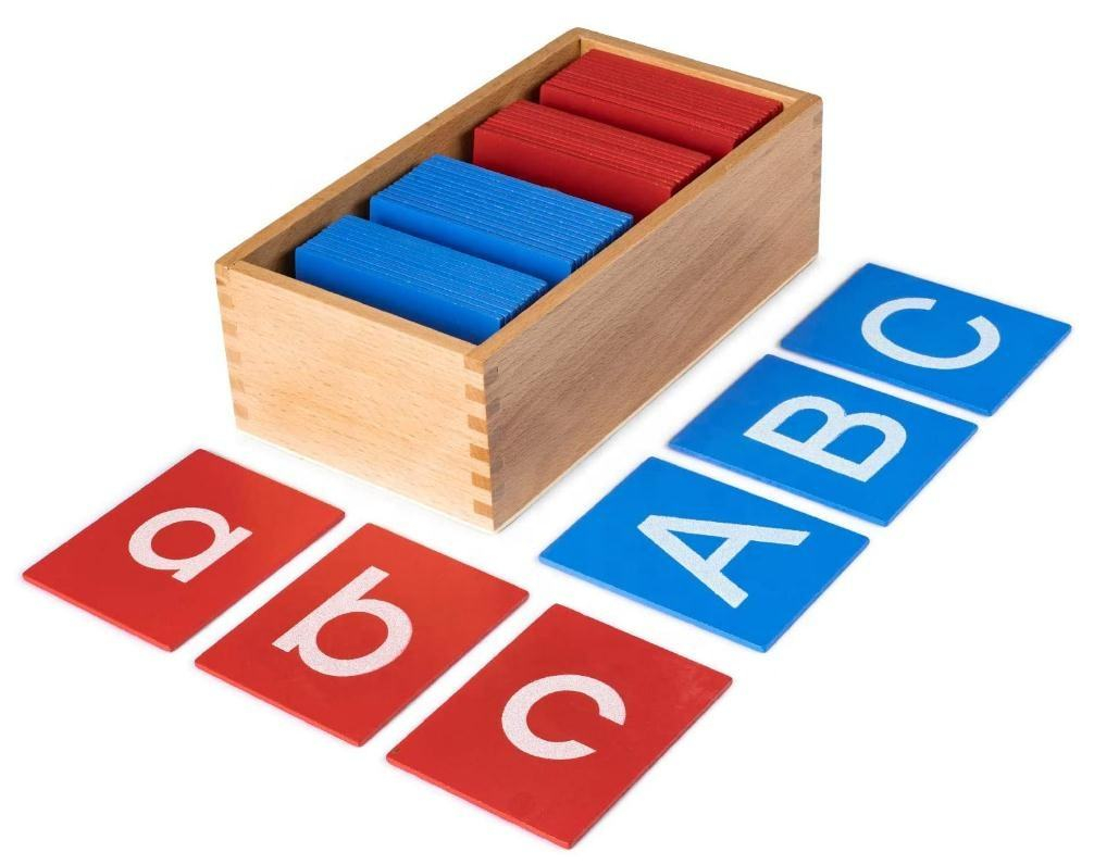 Joc Montessori alfabet cu litere mari si litere mici din lemn