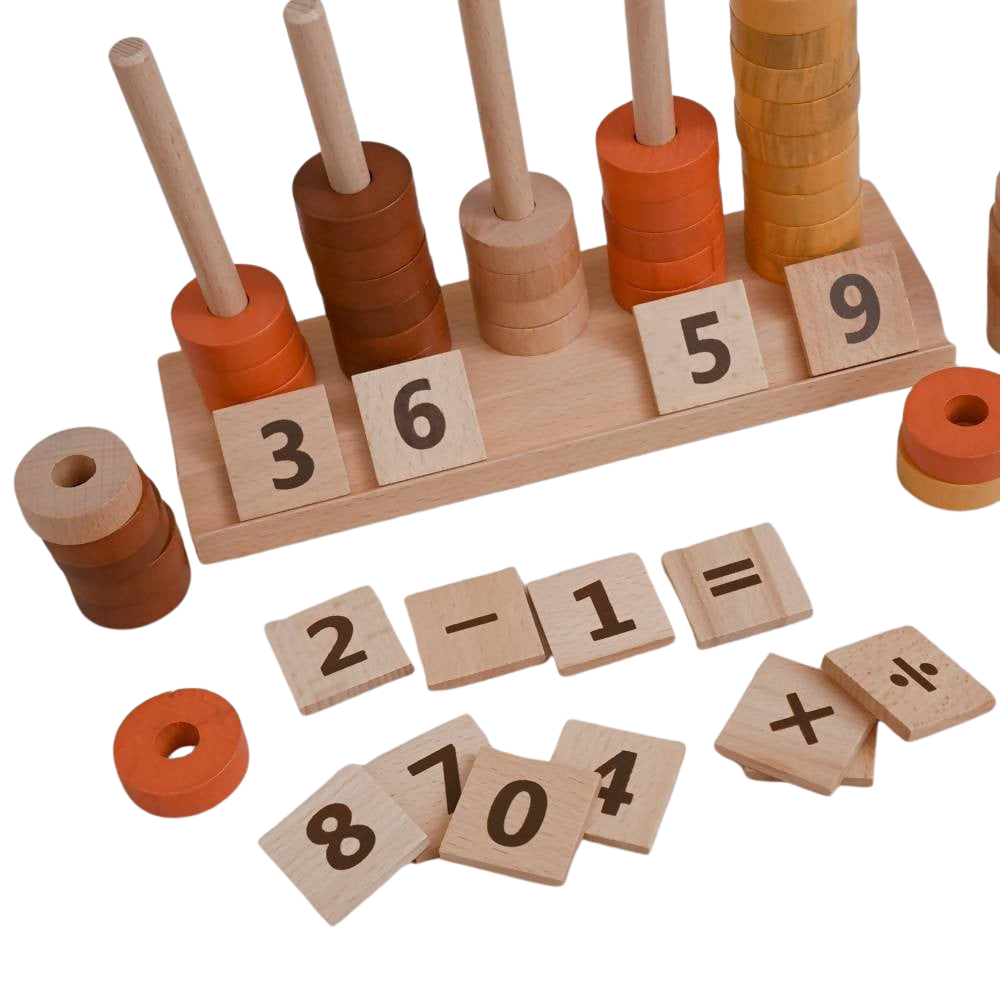 Joc Montessori sortator forme si calcule matematice 5 coloane - copii 3 ani+