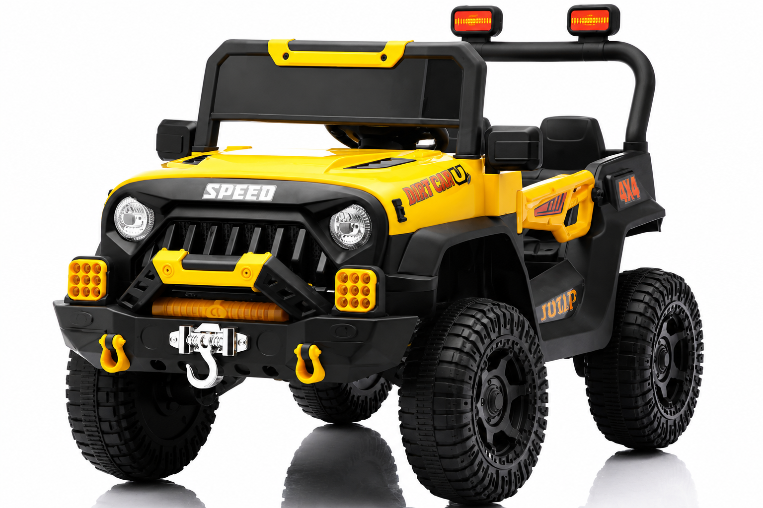 Masina electrica 4x4 pentru copii cu scaun dublu, roti EVA si design off-road - Galben